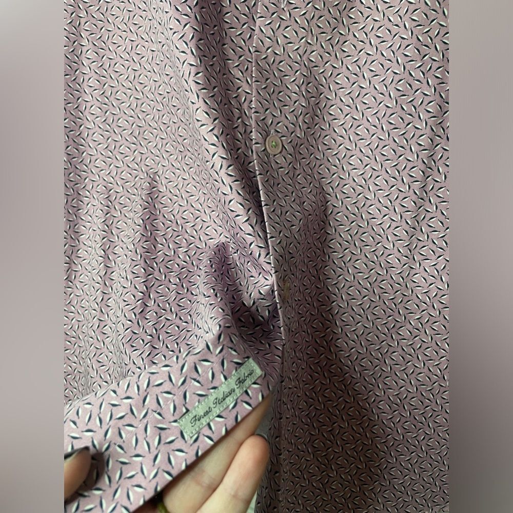 Ted Baker London Men’s Button Down Geo Print Short Sleeve Top size 6 - Picture 7 of 9